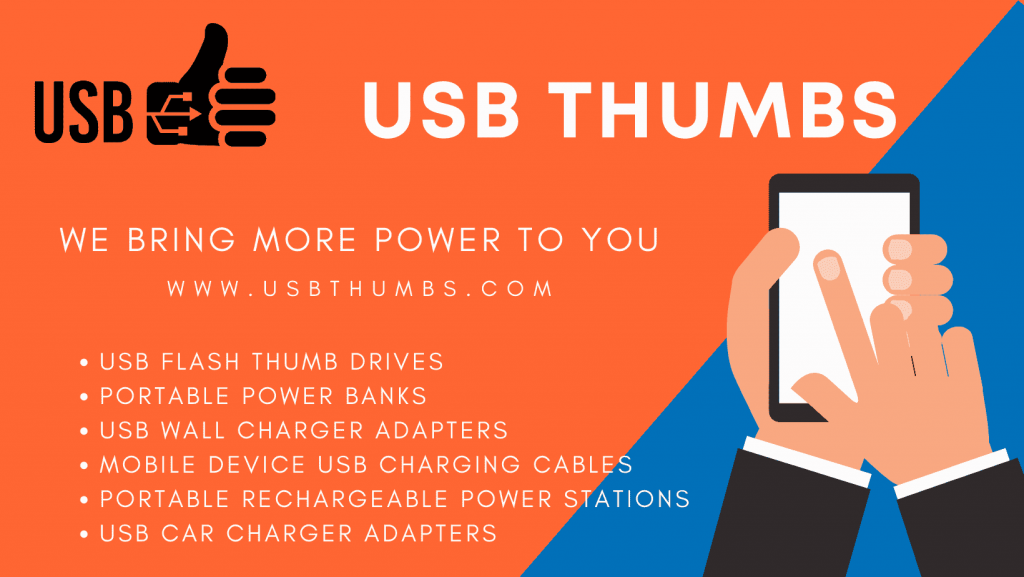 USB Thumbs products list graphic with logo.