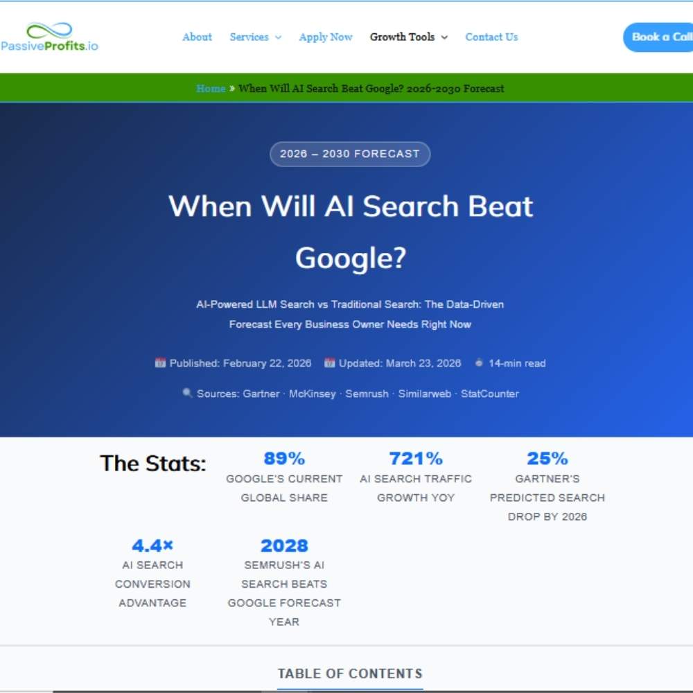 preview of 2026-2030 forecast for when AI search and GEO beats Google search and SEO